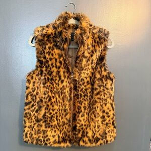 J. Crew Animal Print Faux Fur Vest